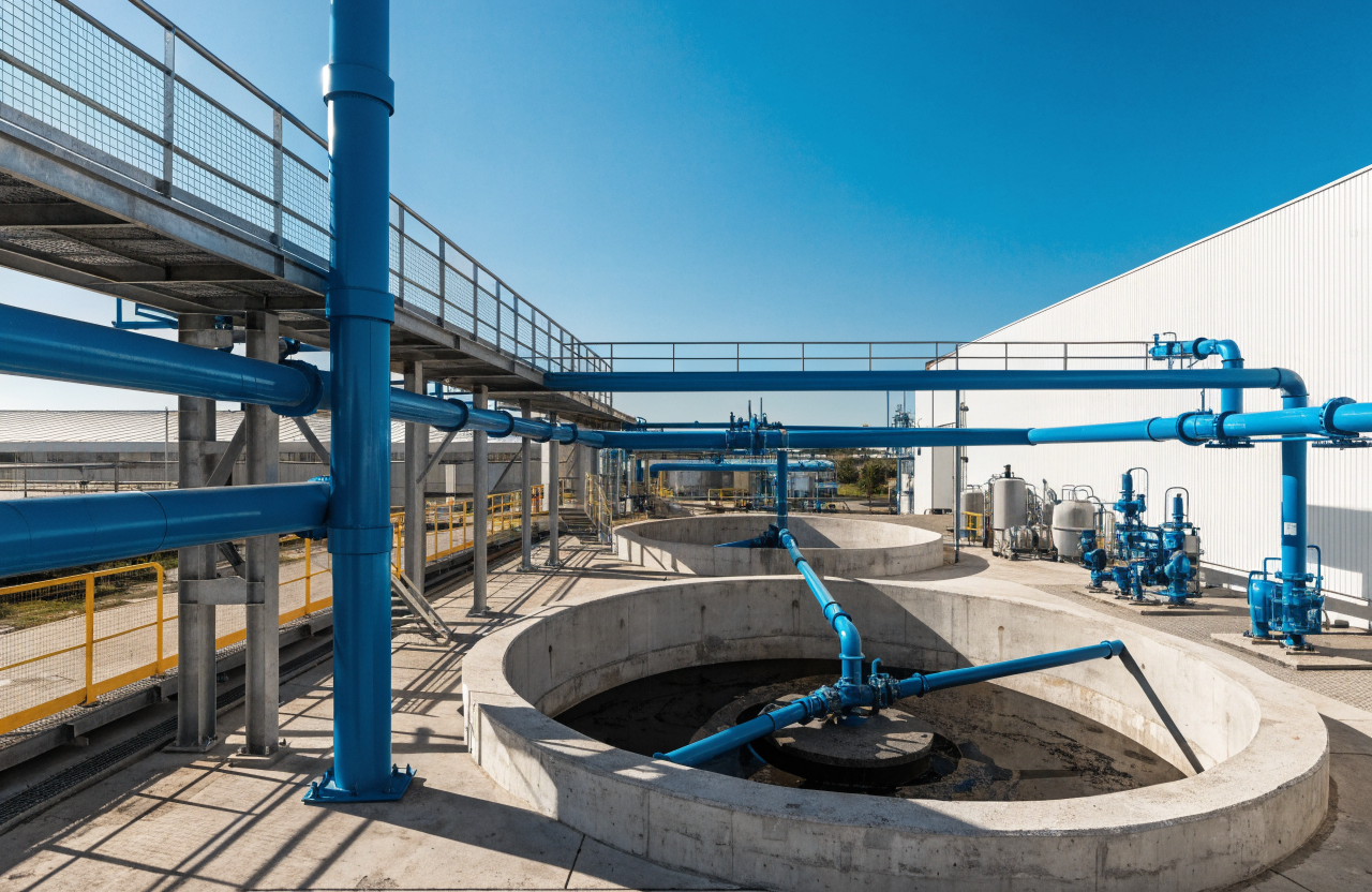 Water treatment plant with clarifier basins