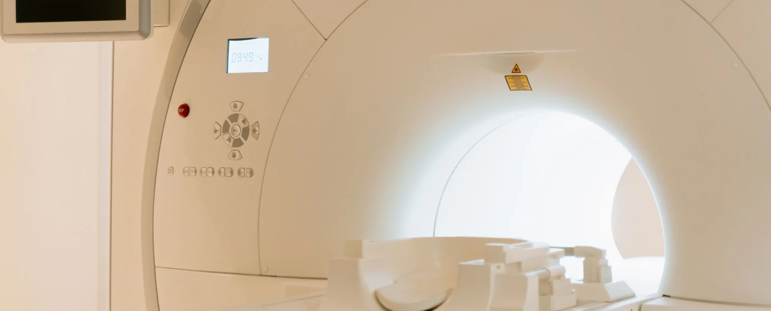 CT scanner installed in a hospital examination room